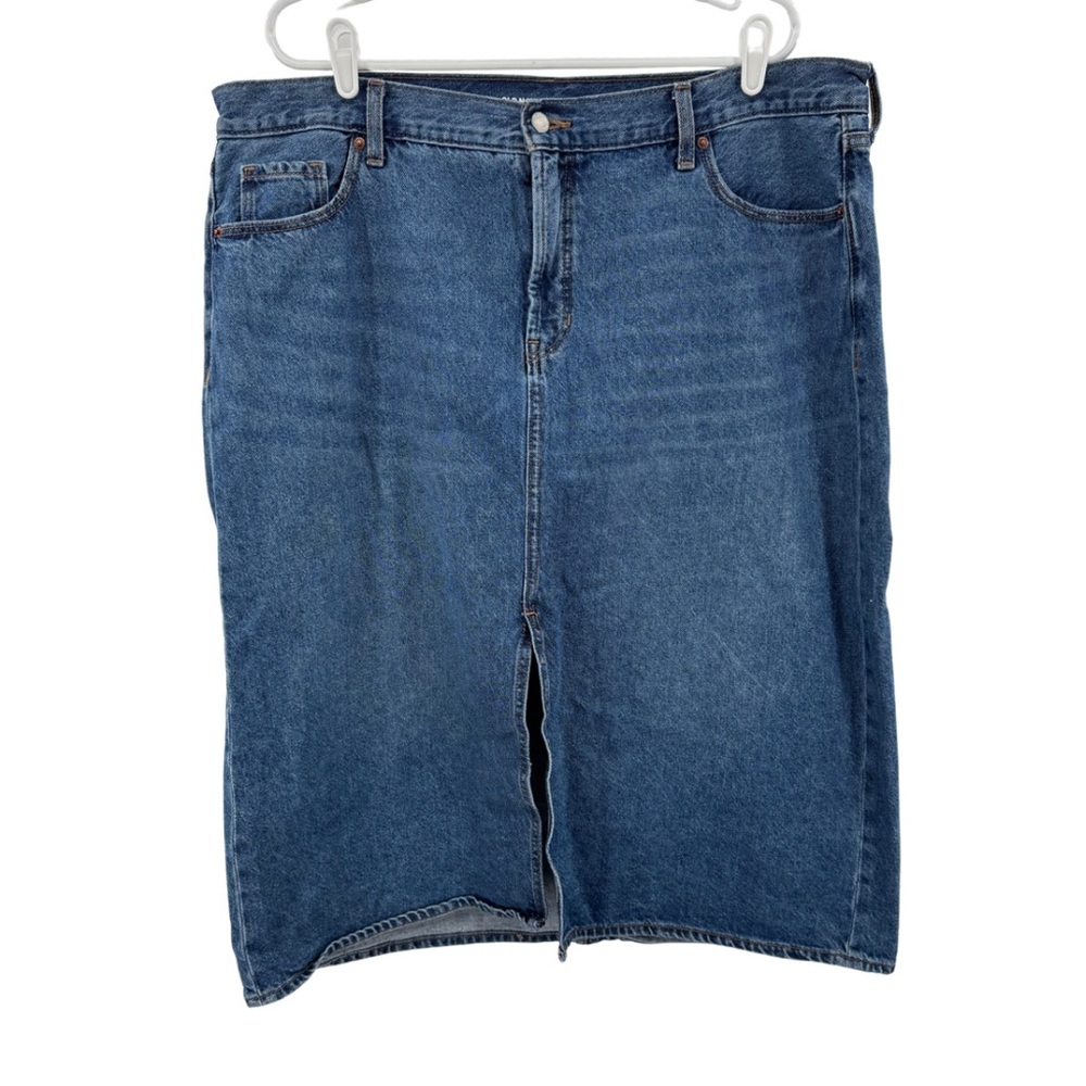 Old Navy Women's Blue Denim Jean Midi Skirt modest casual plus size 20 western